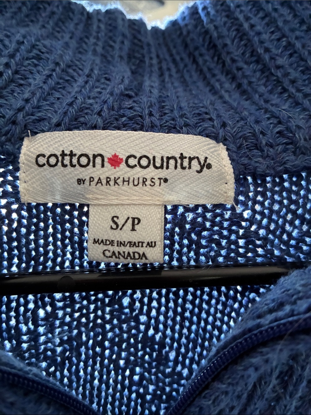 Navy half zip sweater by Cotton country Parkhurst